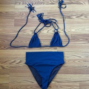 Acacia Deep Navy Ribbed Bikini